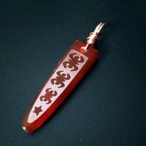 Masculine Agate Pendant - Frosted Surface Design - Sleek + Minimalist